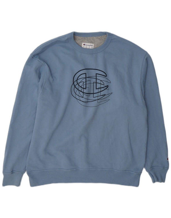 Champion Herre Grafisk Sweatshirt Jumper XL Blå