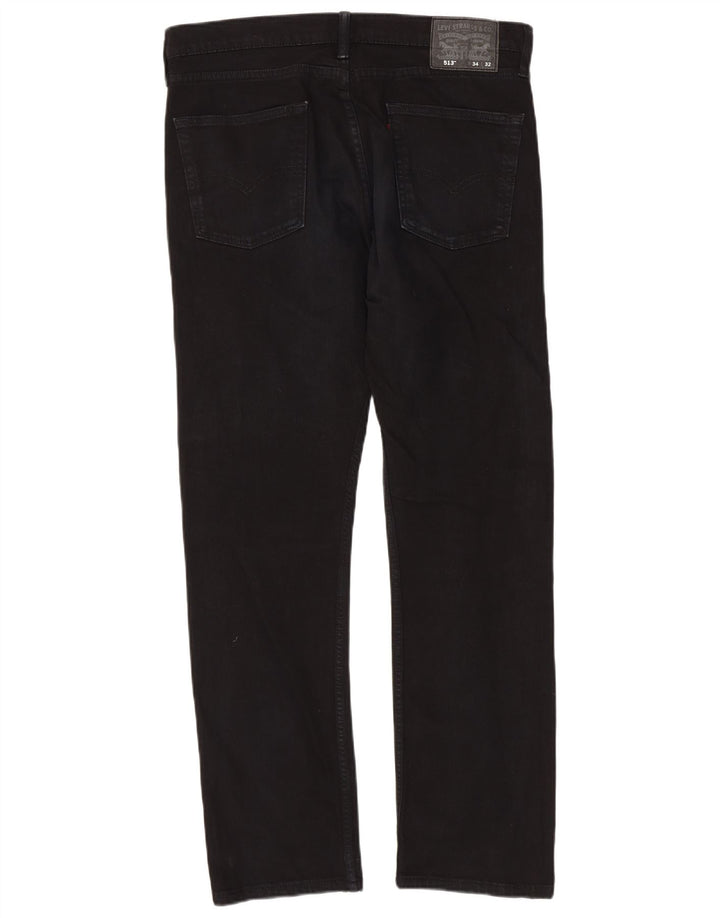 Levi's Herre 513 Slim Straight Jeans W34 L32 Sort Bomuld