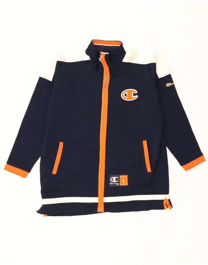 CHAMPION Boys Tracksuit Top Jacket 11-12 Years Navy Blue Colourblock Vintage Champion and Second-Hand Champion from Messina Hembry 