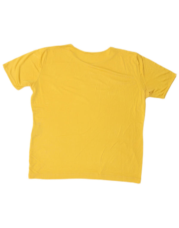 VINTAGE Dame T-Shirt Top UK 16 Large Yellow Silk