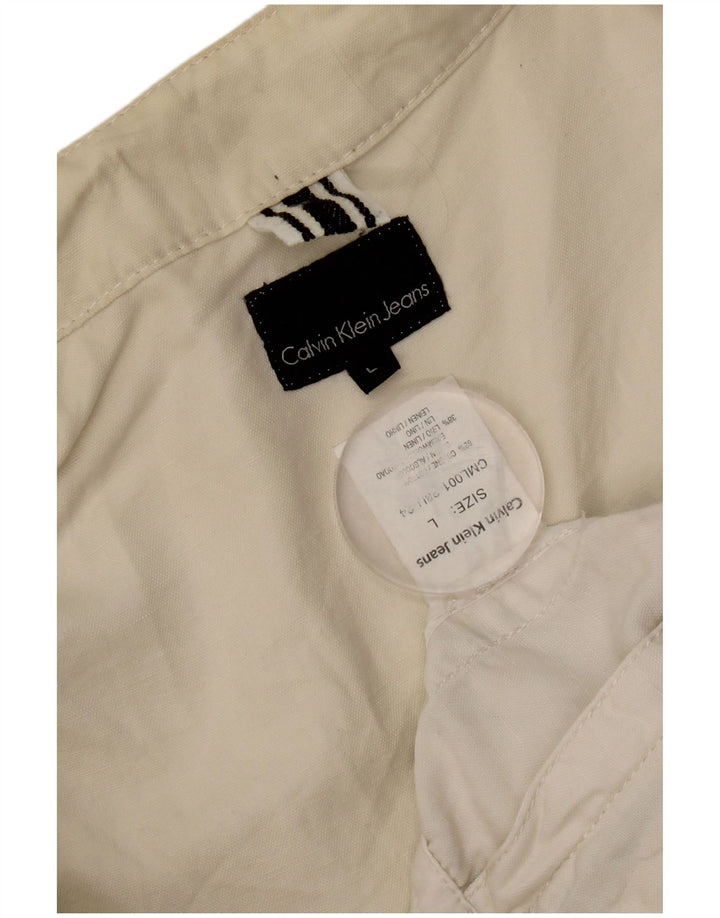 Calvin Klein Jeans Dame Utility Jacket UK 16 Large Off White Bomuld