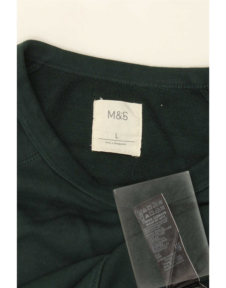 Marks & Spencer Herre Sweatshirt Jumper Stor Grøn Bomuld
