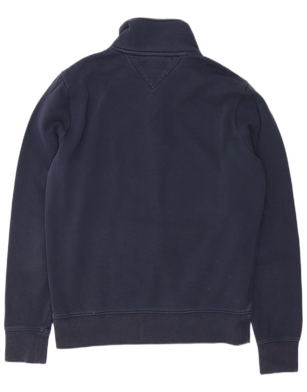Tommy Hilfiger Herre Grafisk Zip Neck Sweatshirt Jumper Small Navy Blue