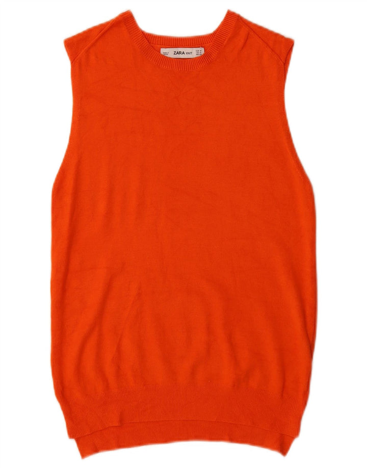 Zara Dame Vest Tank Top UK 12 Medium Orange