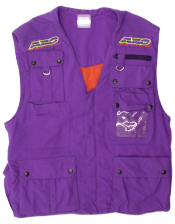 AXO Mens Graphic Utility Gilet UK 40 Large Purple Cotton