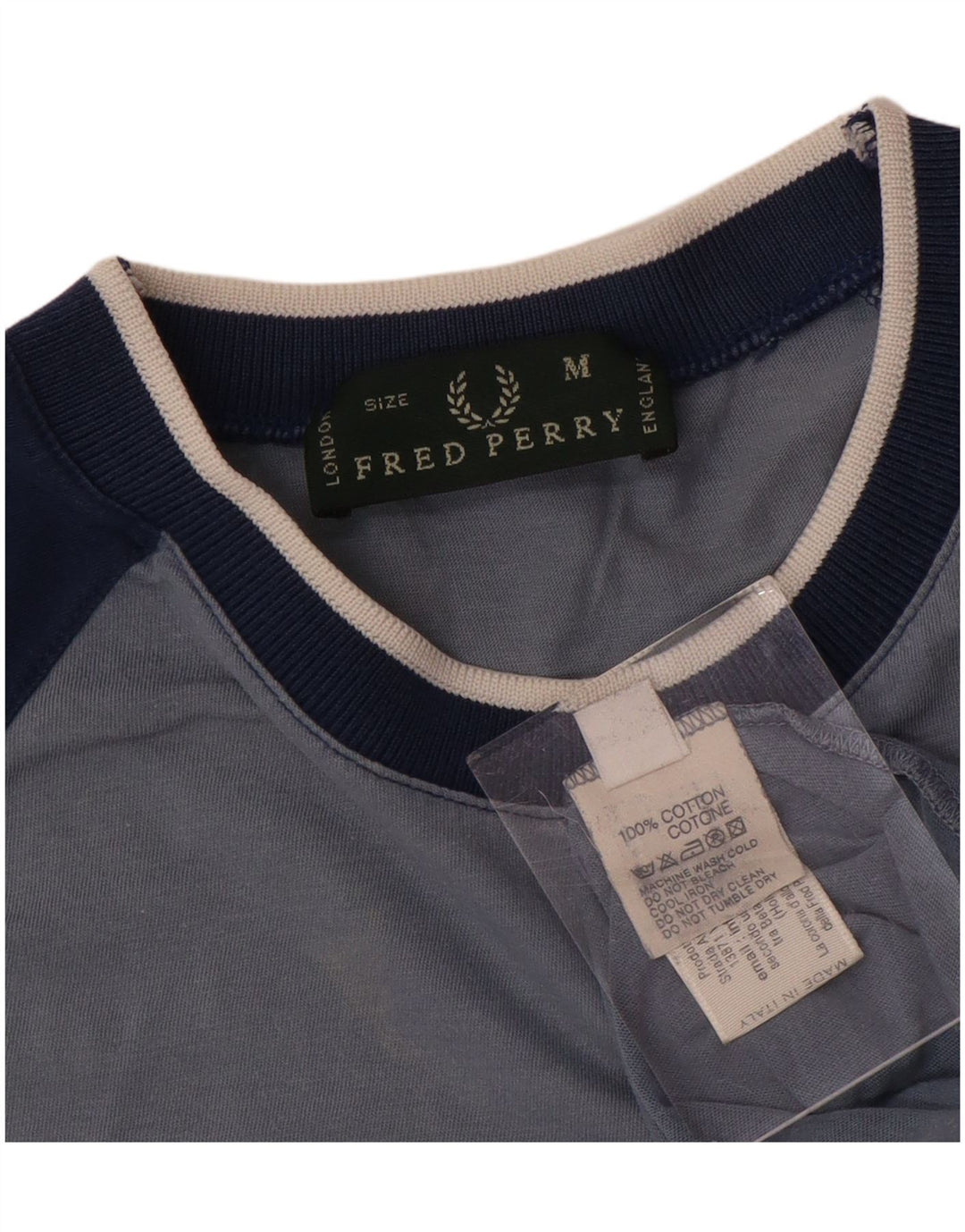 FRED PERRY Herre grafisk T-shirt Top Medium Blue Colourblock