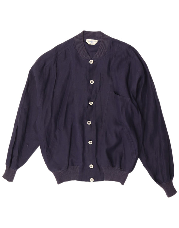 Avon Celli Herre Loose Fit Bomber Jacket IT 46 Small Navy Blue Linen