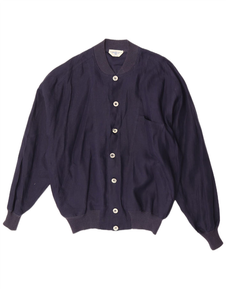 Avon Celli Herre Loose Fit Bomber Jacket IT 46 Small Navy Blue Linen