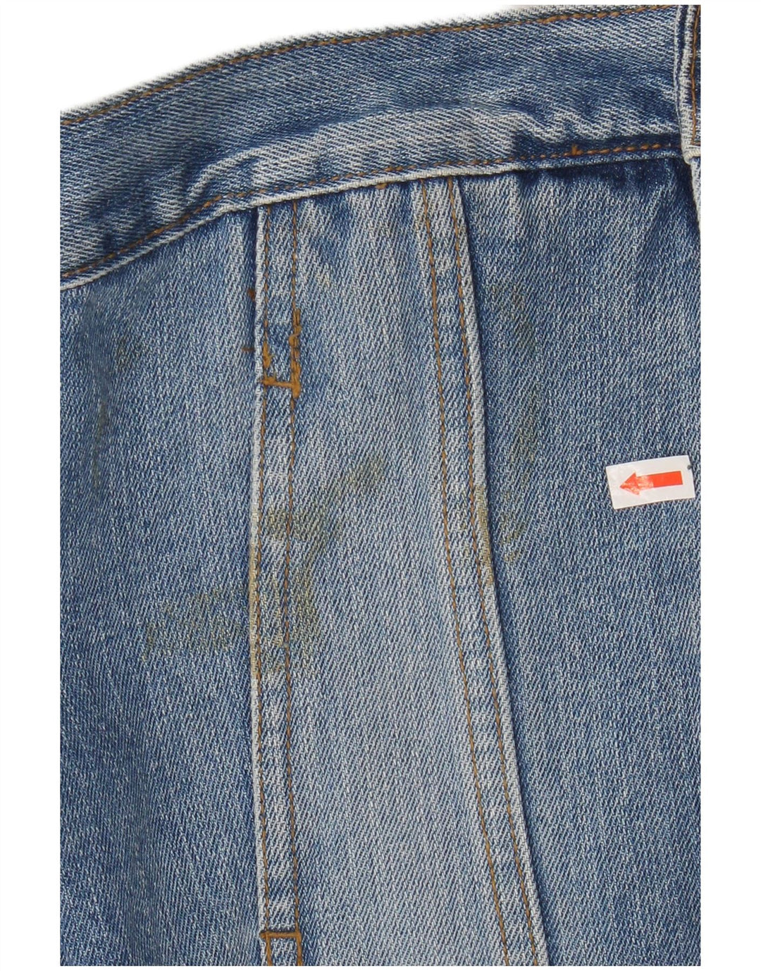 VINTAGE Womens Crop denimjakke UK 14 Stor blå bomuld