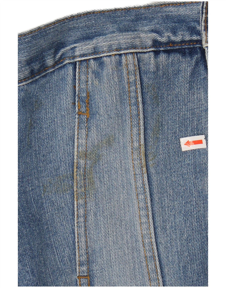 VINTAGE Womens Crop denimjakke UK 14 Stor blå bomuld