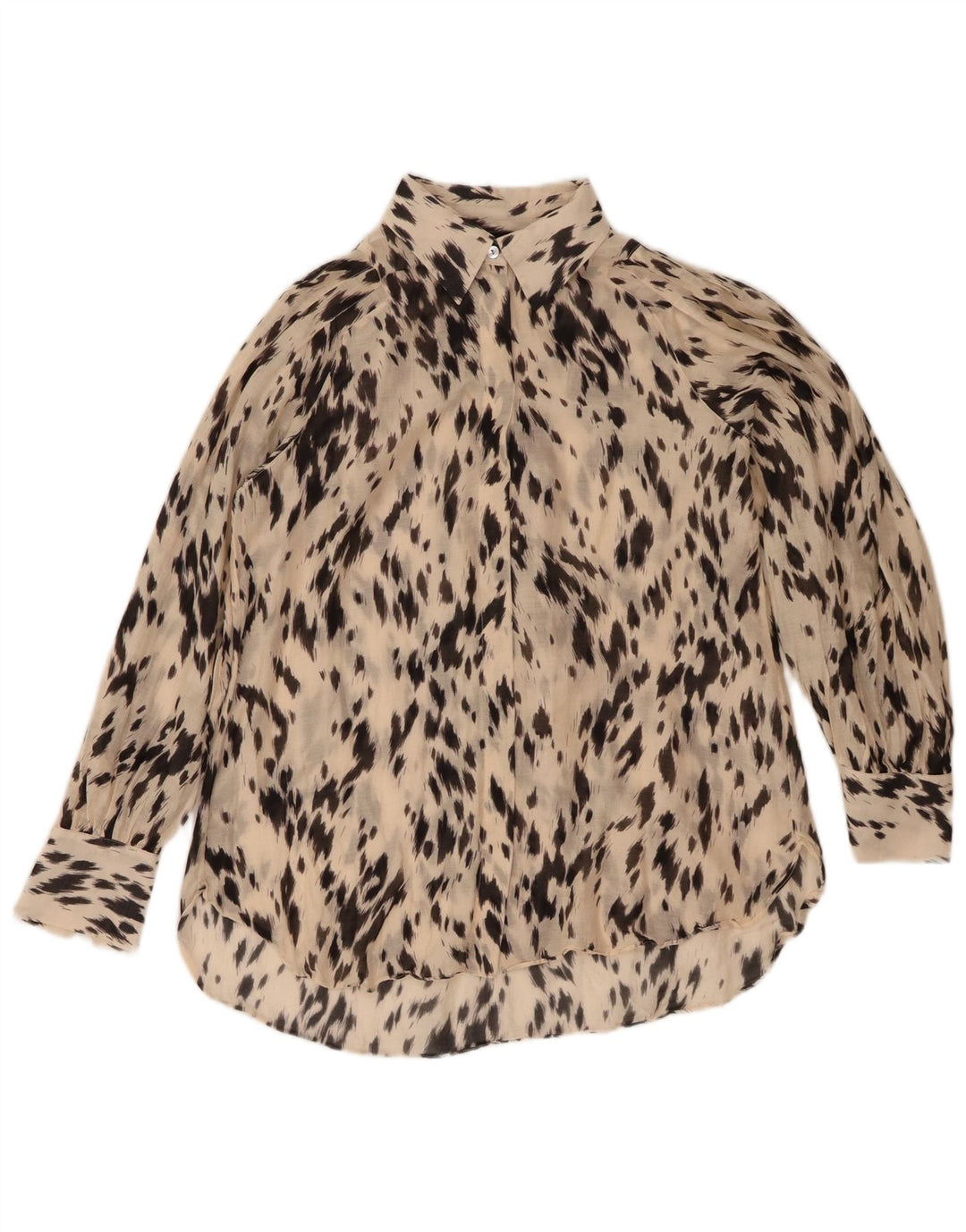 Massimo Dutti Dame Oversized skjorte EU 34 2XS Off White Animal Print