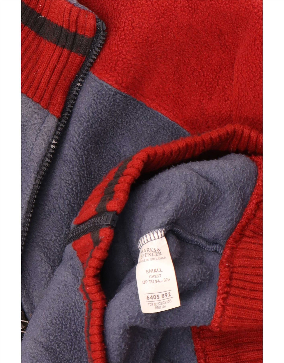 Marks & Spencer Fleecejakke til mænd UK 36 Small Blue Colourblock Polyester