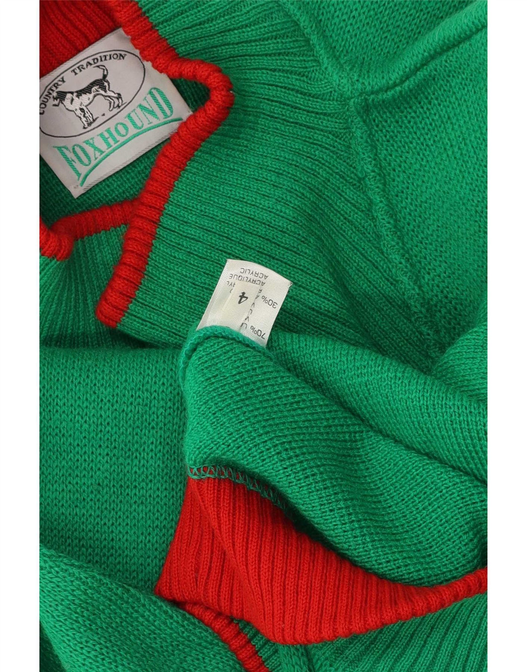 Foxhound Herre Grafisk Turtle Neck Jumper Sweater Stor Grøn Uld