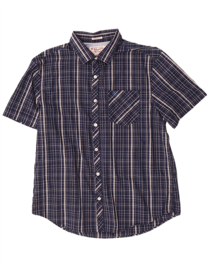Penguin Heritage Heritage Slim Fit kortærmet skjorte Stor marineblå ternet