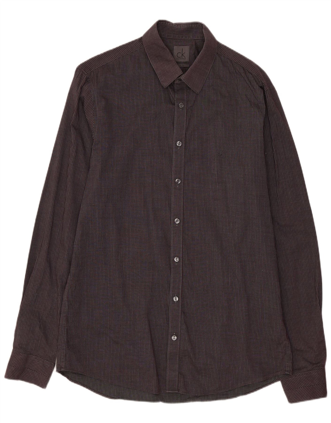 Calvin Klein Herre Slim Fit Skjorte Størrelse 39 15 1/2 Medium Grey Nålestribe