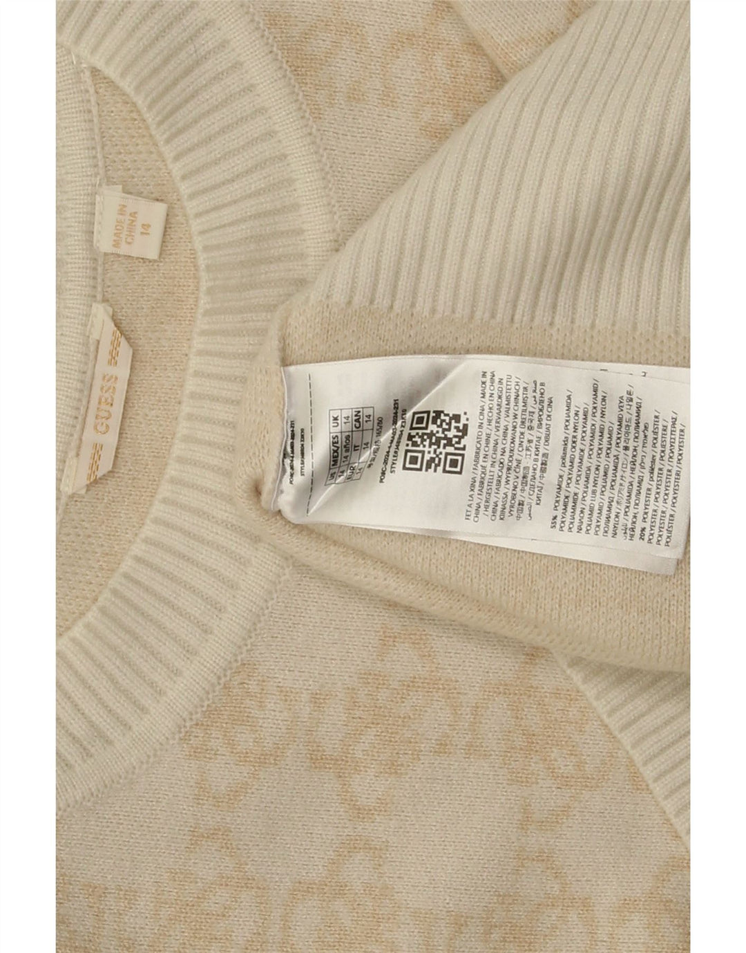 Guess piger abstrakt mønster rund hals sweater 13-14 år beige