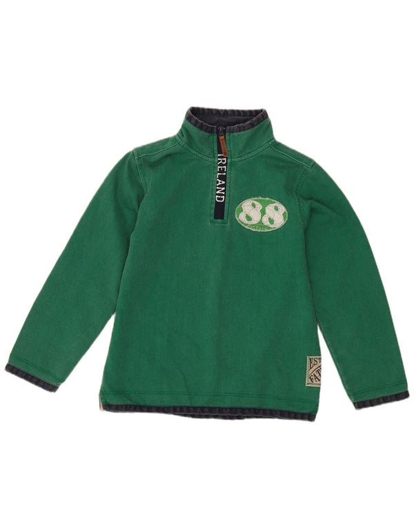 Fat Face Boys Ireland Grafisk Zip Neck Sweatshirt Jumper 7-8 år Grøn