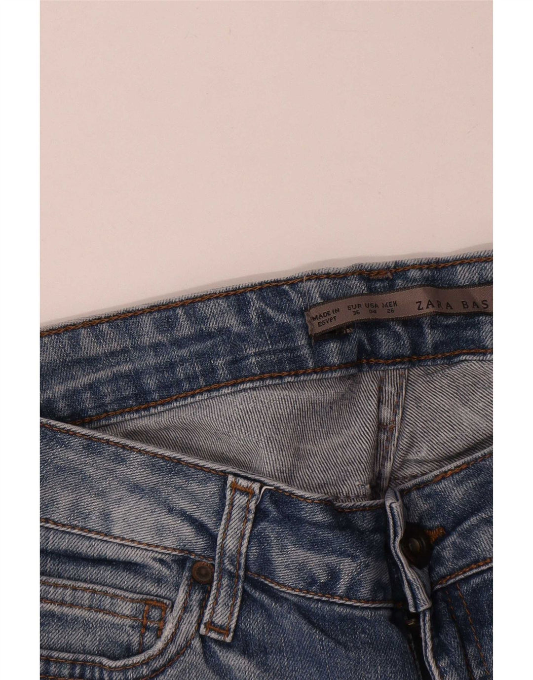 Zara Dame Cropped Jeans EU 36 XS W26 L24 Blå