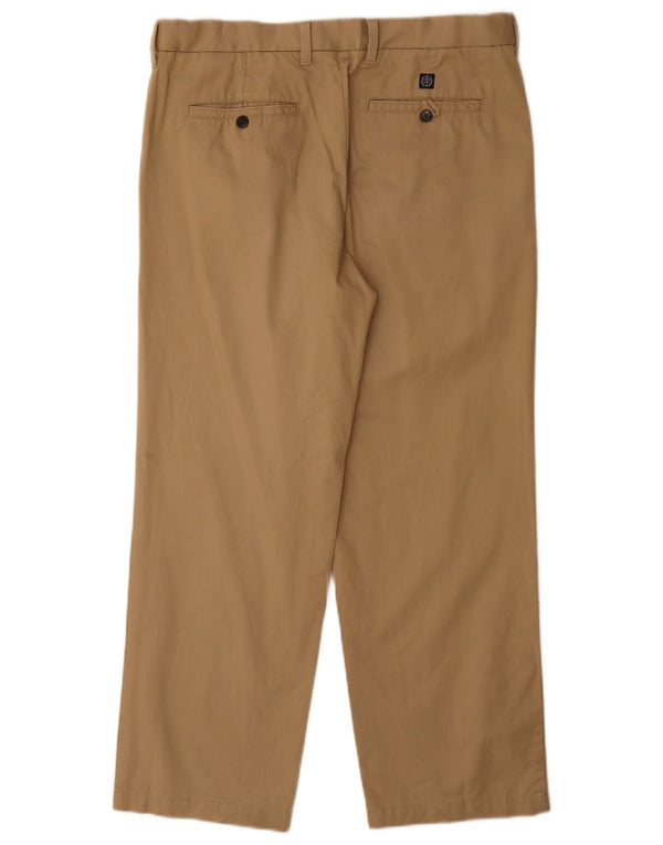 Marks & Spencer Mens Blue Harbour Regular Fit Chino Trousers W34 L29 Beige