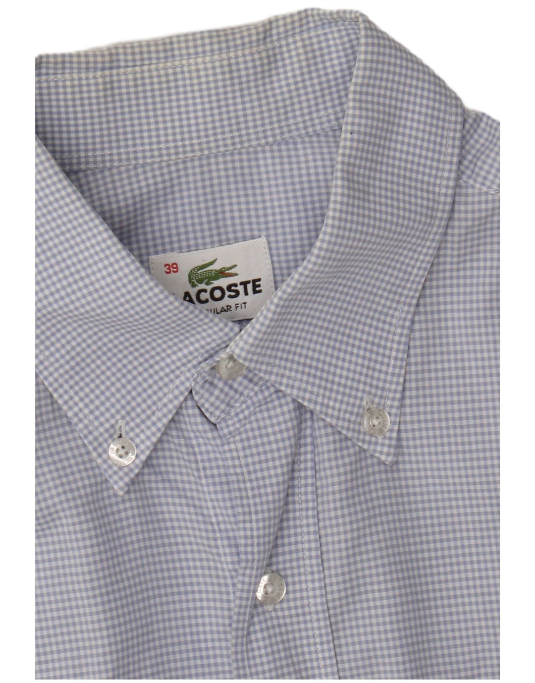 Lacoste Herre Regular Fit skjorte størrelse 39 Medium Blue Gingham