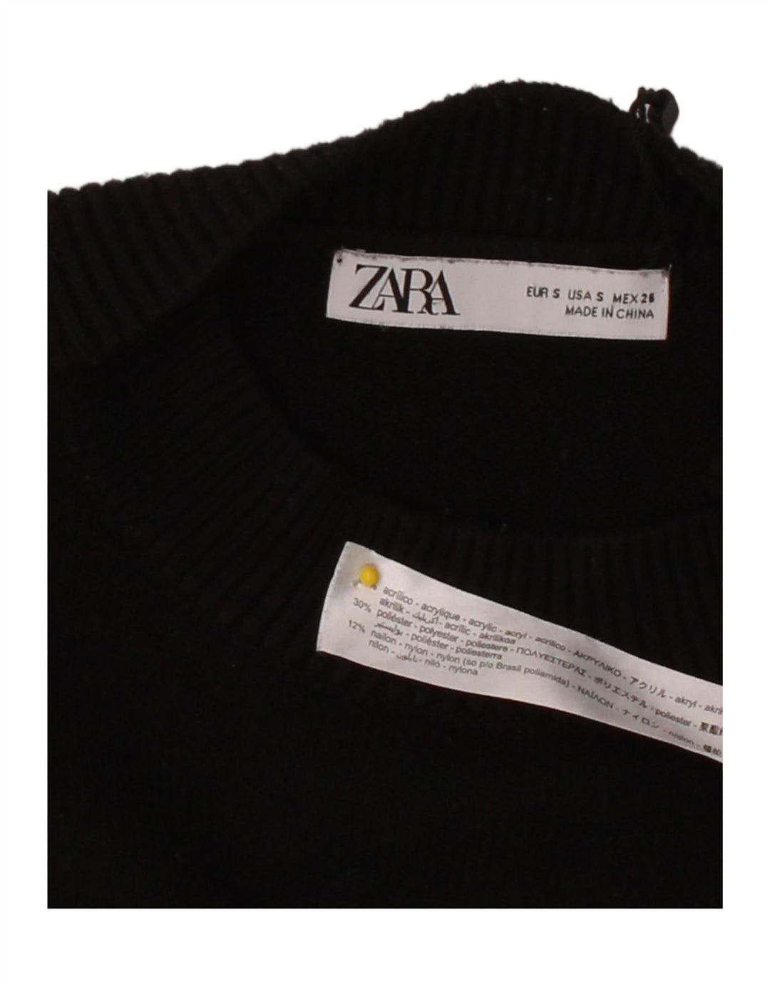 ZARA Womens Oversized Crew Neck Jumper Sweater UK 10 Small Black Striped Vintage Zara and Second-Hand Zara from Messina Hembry 