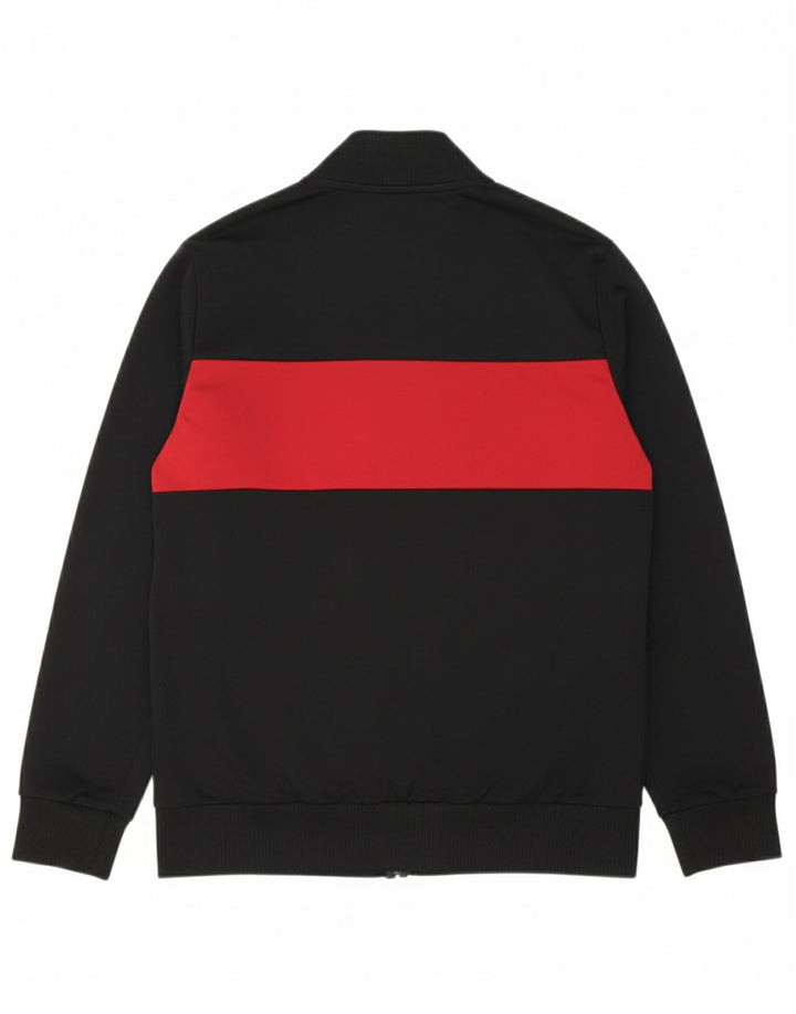 ADIDAS Boys Tracksuit Top Jacket 11-12 Years Black Colourblock Polyester