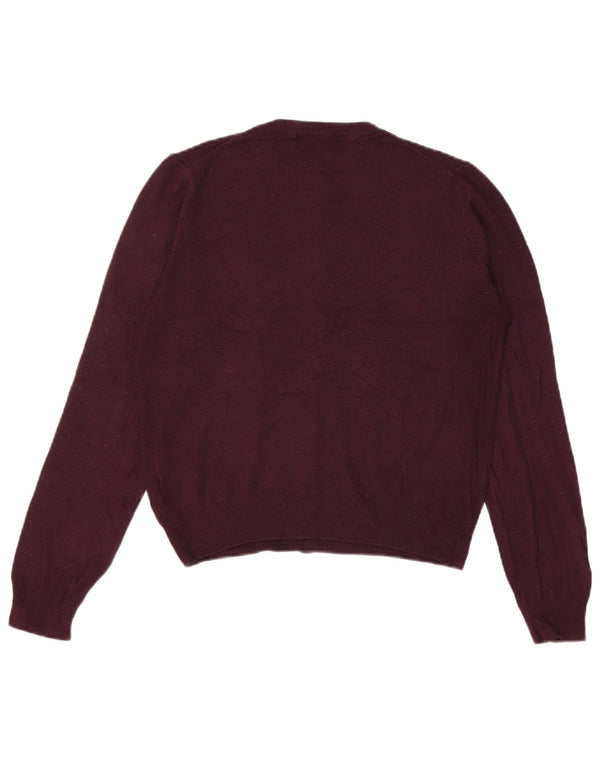 Marks & Spencer Womens Crop Cardigan Sweater UK 10 Small Burgundy Viscose