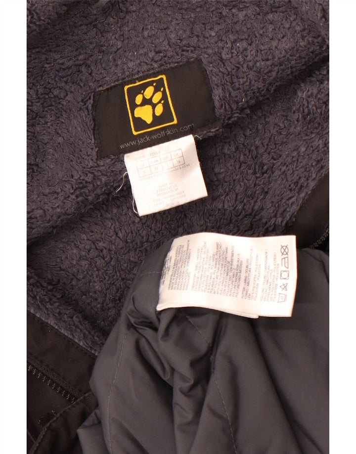 Jack Wolfskin Dame Hooded Windbreaker Coat UK 16 Large Black Polyester