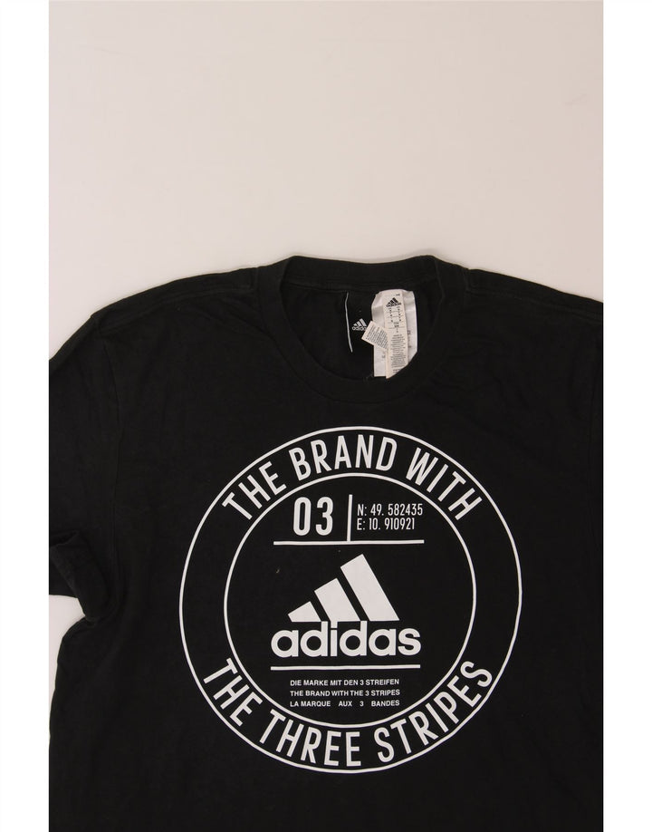 ADIDAS Mens Graphic T-Shirt Top Medium Black Cotton Vintage Adidas and Second-Hand Adidas from Messina Hembry 