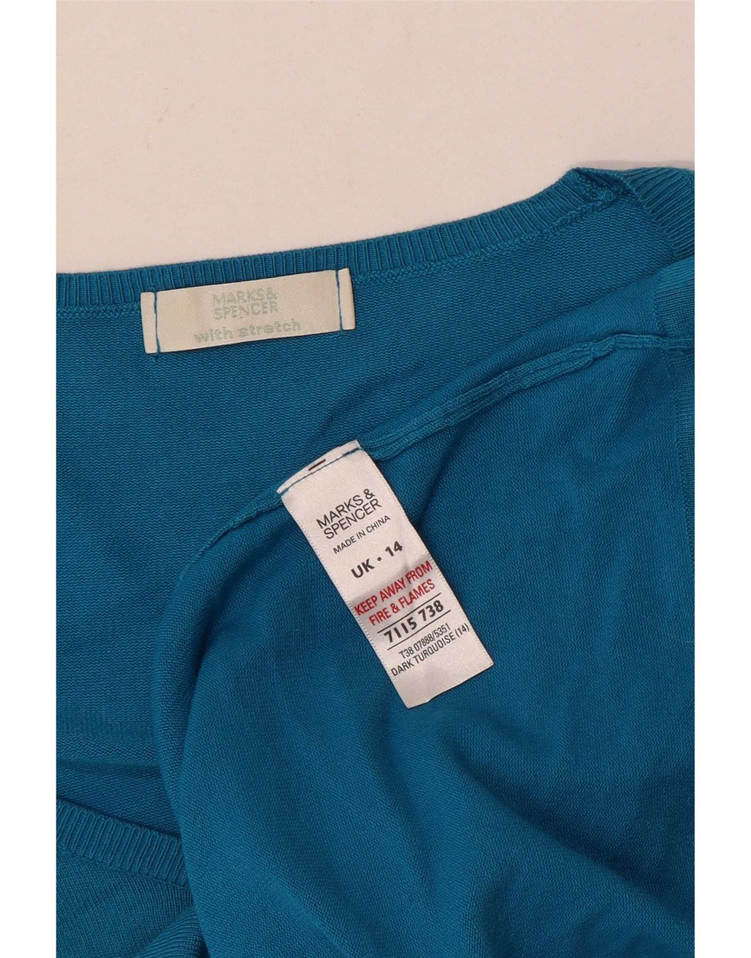 Marks & Spencer Dame Stretch Top Langærmet UK 14 Medium Blue Viscose