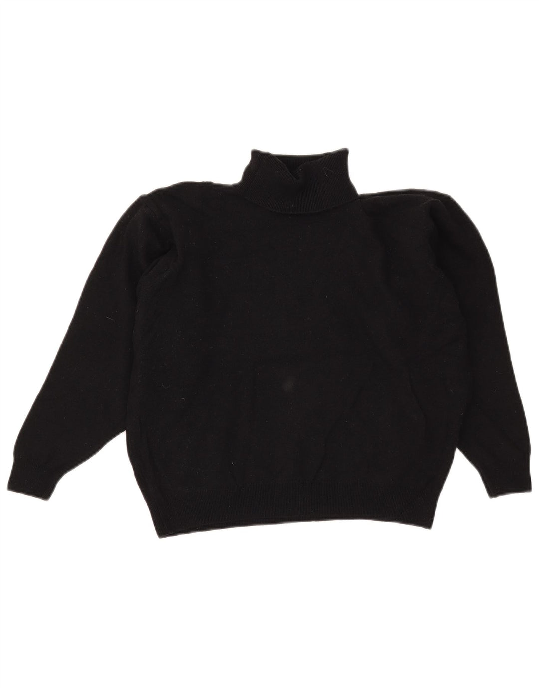 Marks & Spencer Dame Crop Roll Neck Jumper Sweater UK 14 Large Black Wool