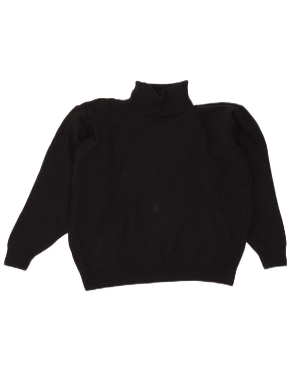 Marks & Spencer Dame Crop Roll Neck Jumper Sweater UK 14 Large Black Wool