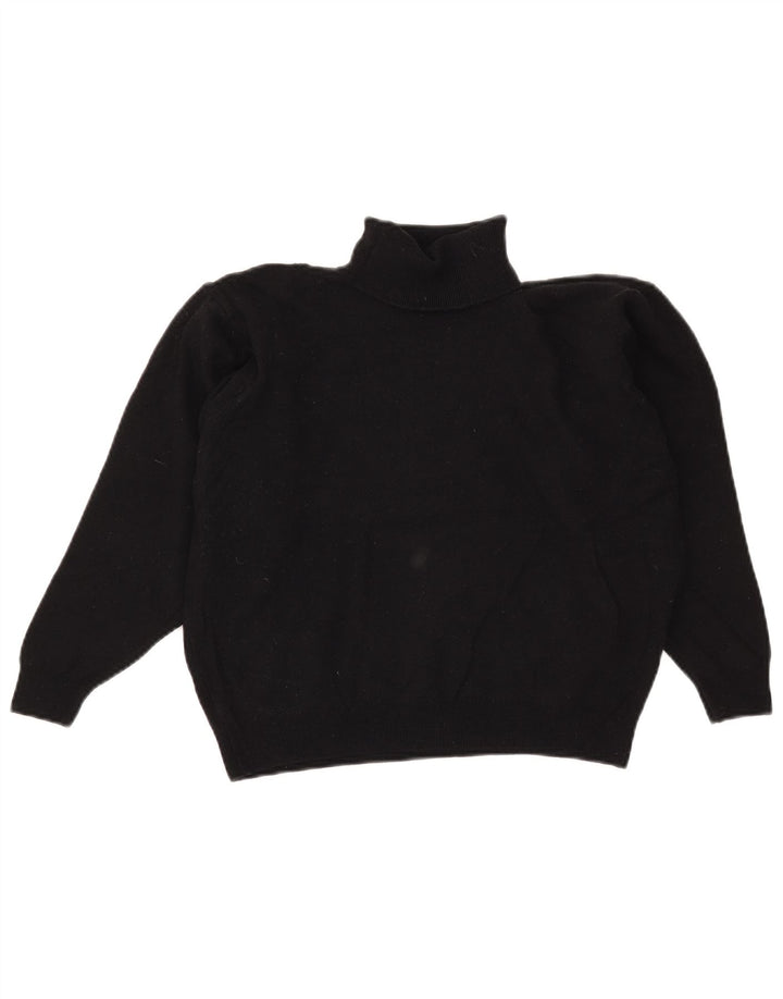 Marks & Spencer Dame Crop Roll Neck Jumper Sweater UK 14 Large Black Wool