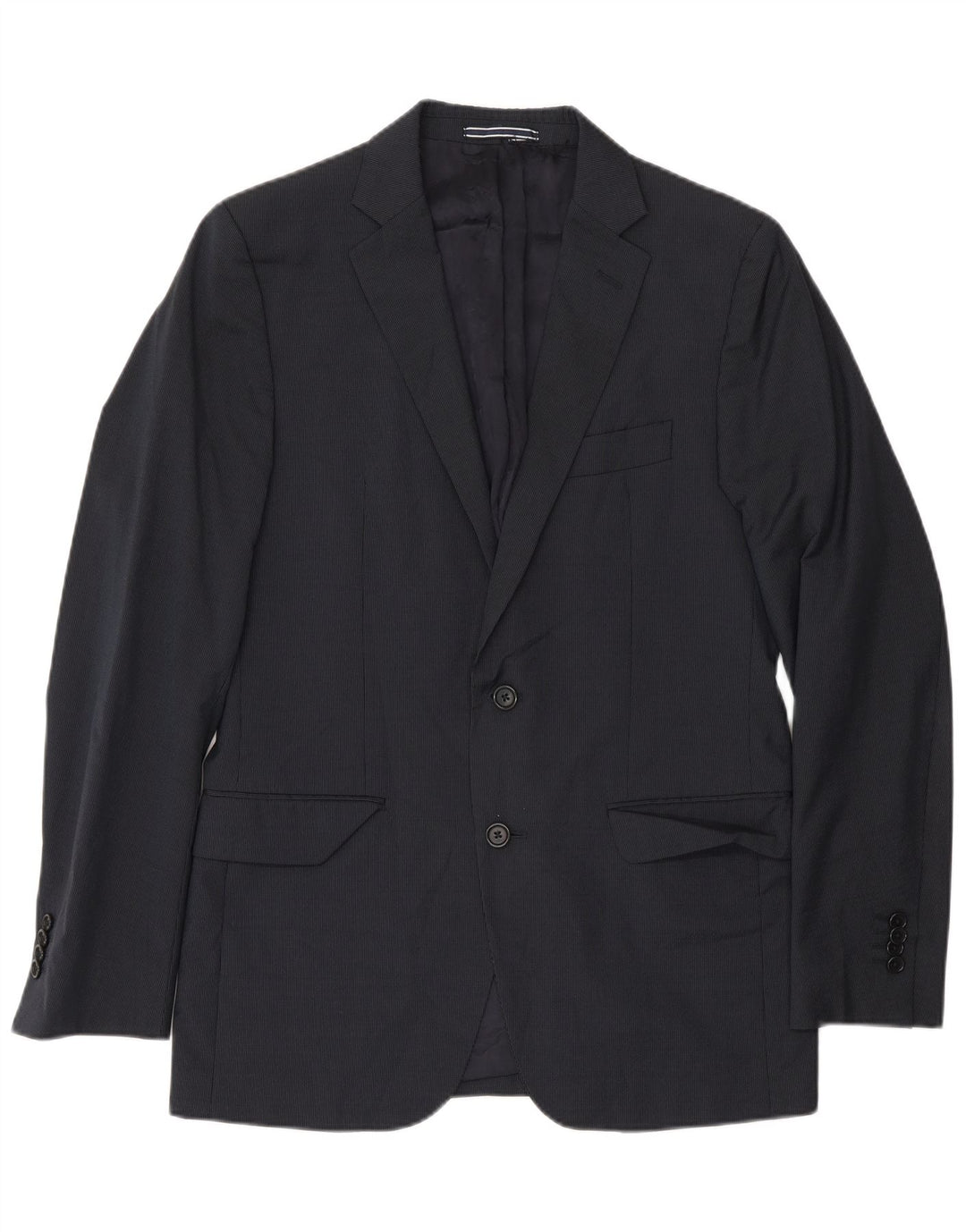 Massimo Dutti Herre 2 Button Blazer Jacket EU 48 Medium Navy Blue Nålestribe