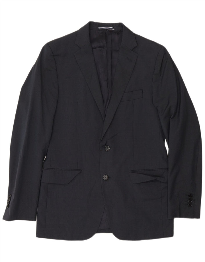 Massimo Dutti Herre 2 Button Blazer Jacket EU 48 Medium Navy Blue Nålestribe