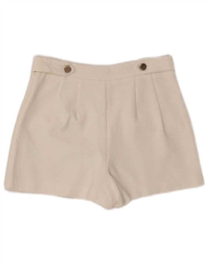 Zara Dame Trafaluc High Waist Hot Pants Small W26 White Polyester