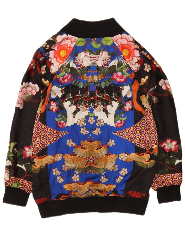 Zara Womens Oversized Bomber Jacket UK 10 Small Multicoloured Floral
