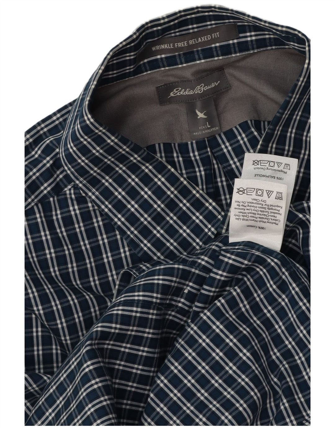 Eddie Bauer Herre Relaxed Fit skjorte Stor marineblå bomuld