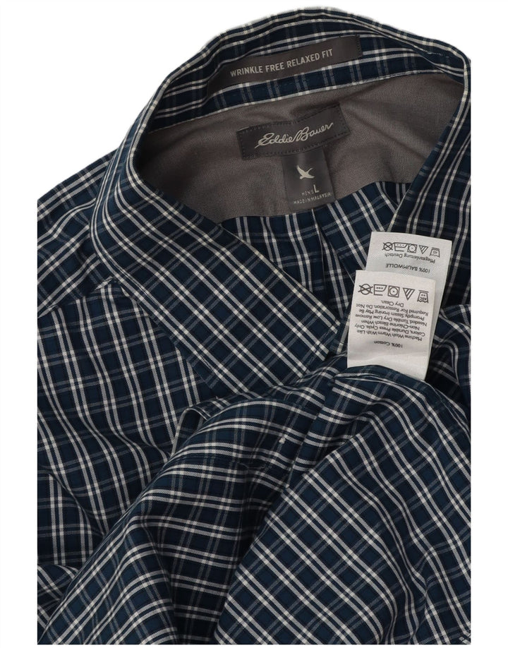 Eddie Bauer Herre Relaxed Fit skjorte Stor marineblå bomuld