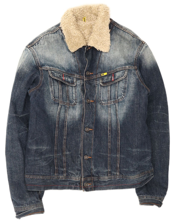 Meltin' Pot Mens Sherpa Denim Jacket UK 42 XL Blue Cotton