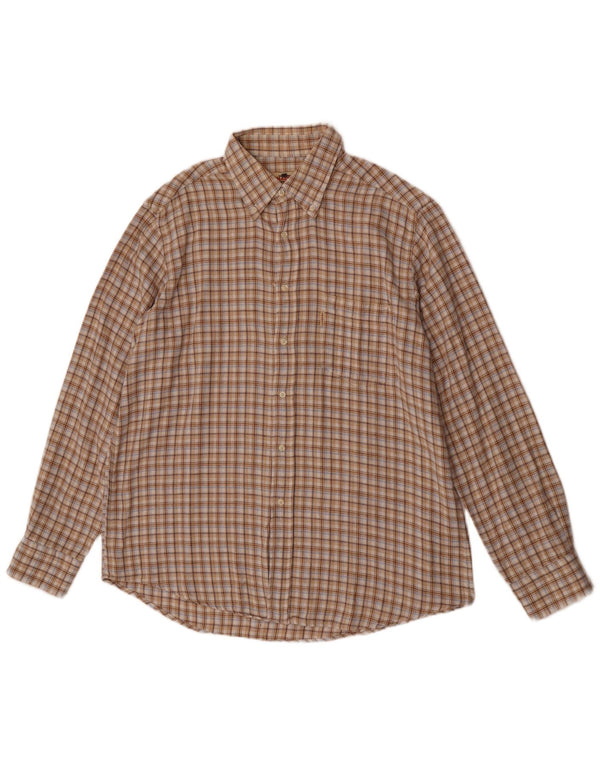 Charro Herre Flanellskjorte XL Beige Ternet Bomuld