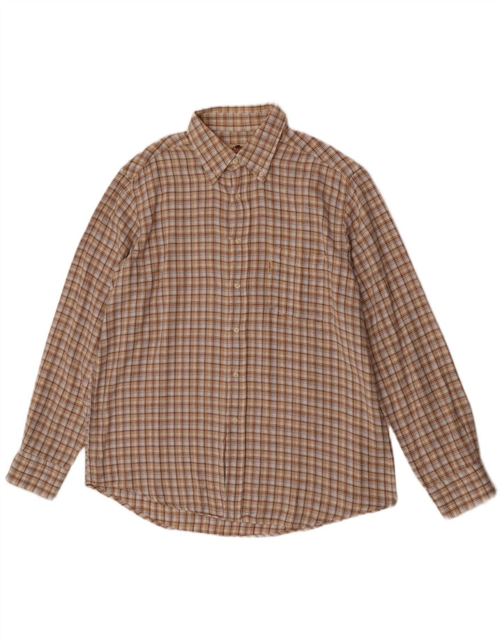 Charro Herre Flanellskjorte XL Beige Ternet Bomuld