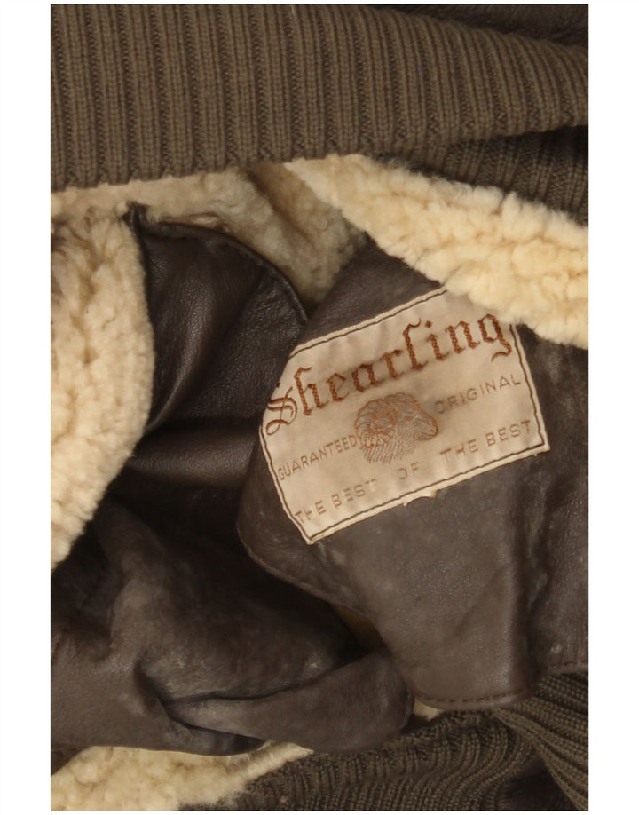Vintage Herre Bomber Shearling Jacket UK 36 Small Brown
