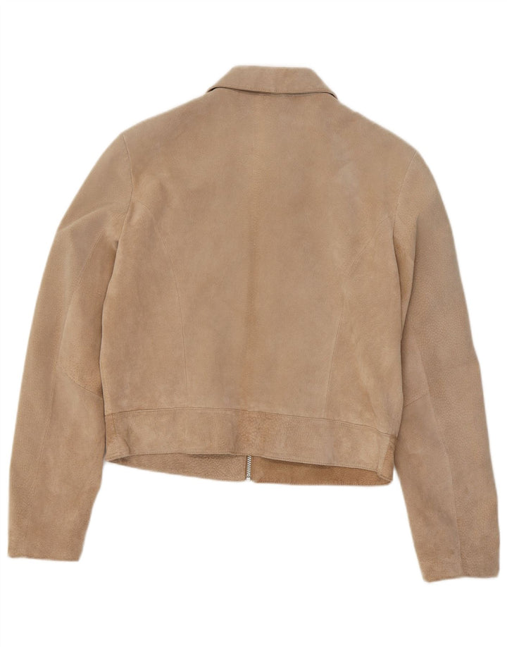I Extenso Dame Crop Ruskindsjakke UK 18 XL Beige Læder
