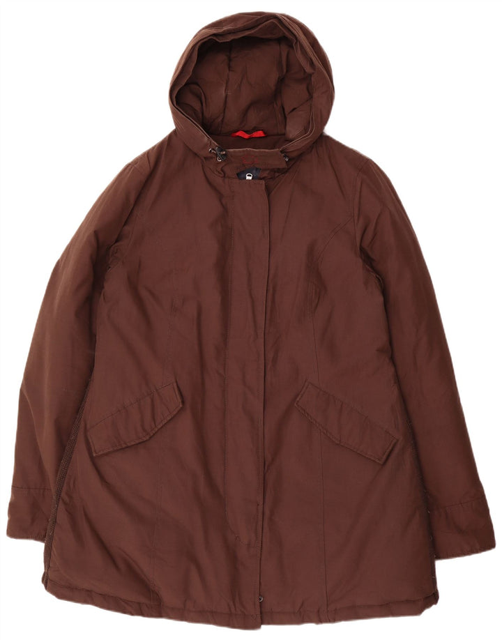 CANADISK hættepolstret frakke til kvinder UK 16 Stor brun polyester