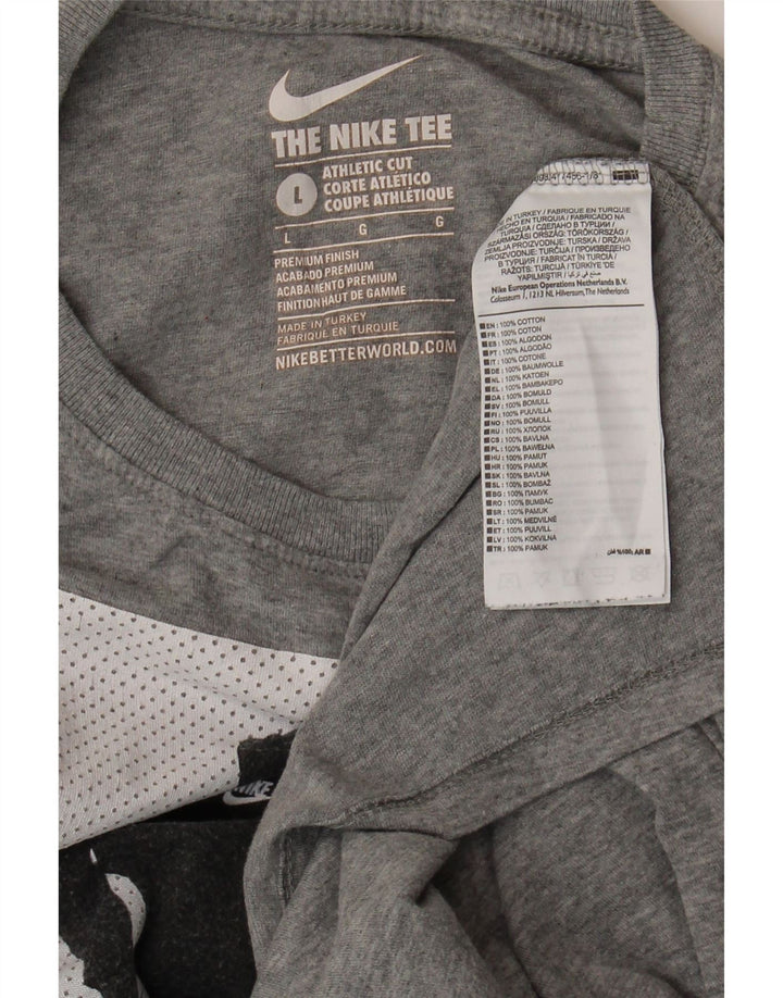 NIKE Mens Athletic Cut Graphic T-Shirt Top Large Grey Cotton Vintage Nike and Second-Hand Nike from Messina Hembry 
