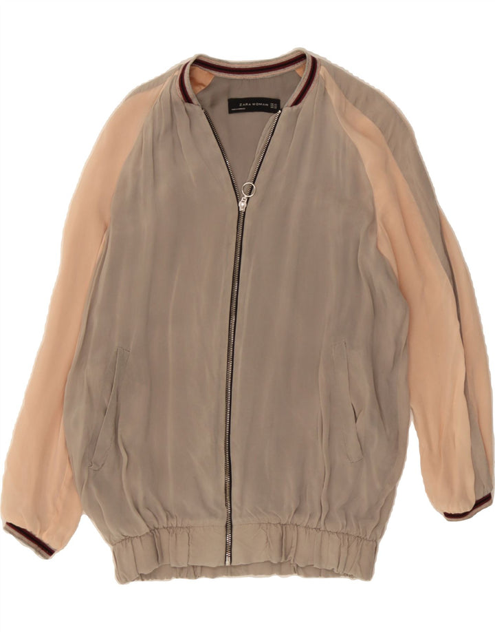 ZARA Womens Oversized Bomber Jacket UK 6 XS Beige Colourblock Vintage Zara and Second-Hand Zara from Messina Hembry 