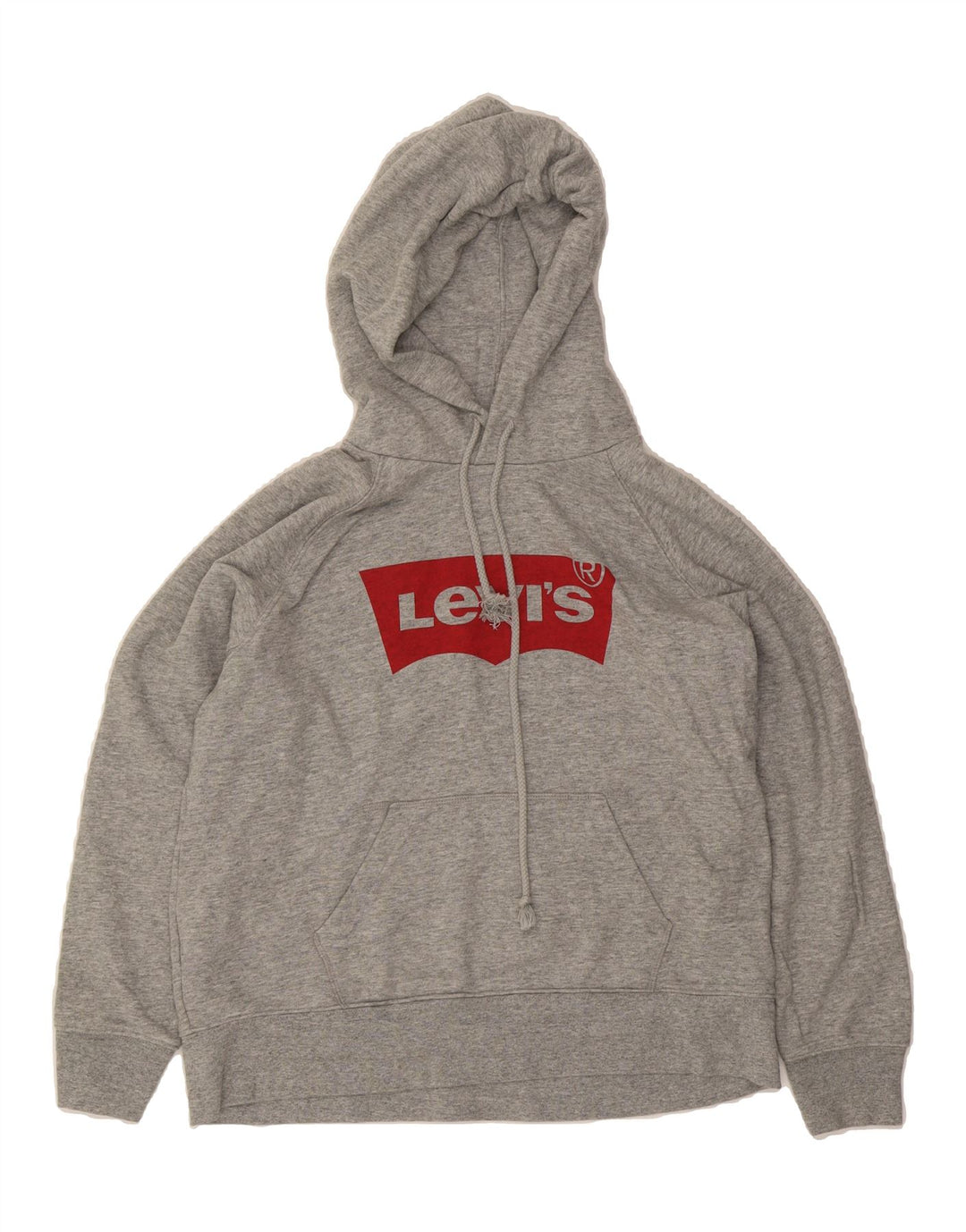 LEVI'S Womens Graphic Hoodie Jumper UK 14 Medium Grey Cotton Vintage Levi's and Second-Hand Levi's from Messina Hembry 