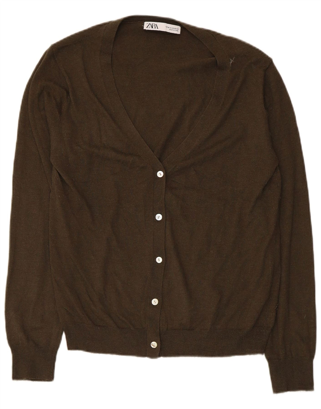 Zara Dame Cardigan Sweater UK 12 Medium Khaki