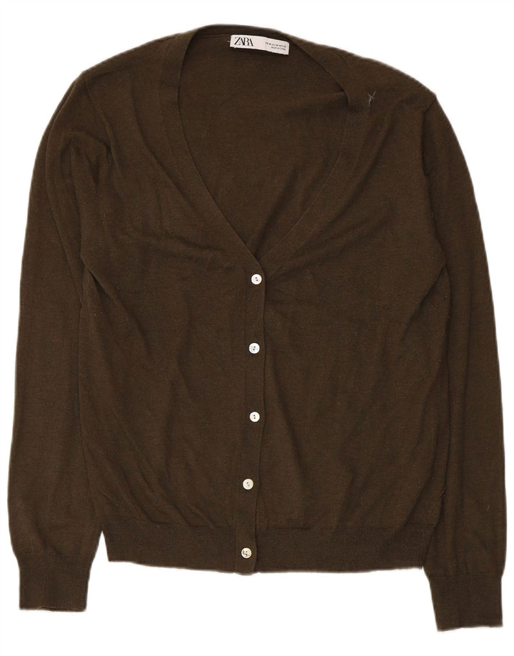 Zara Dame Cardigan Sweater UK 12 Medium Khaki